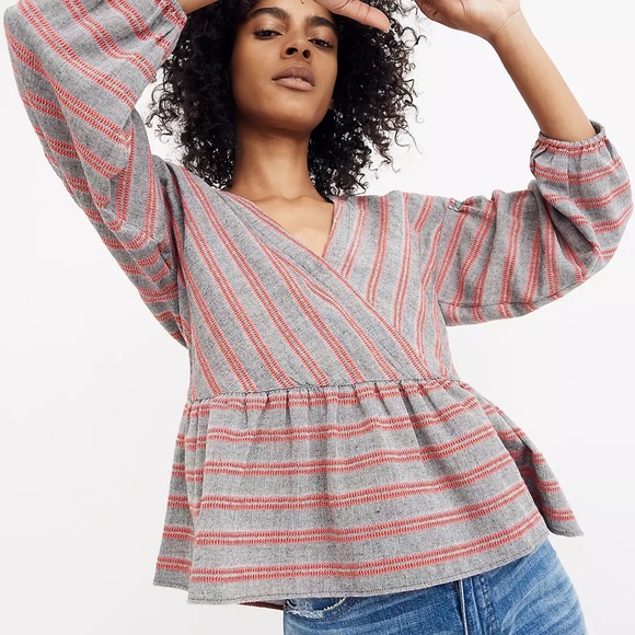 Madewell Striped Button Close Top Sz S - Picture 1 of 8